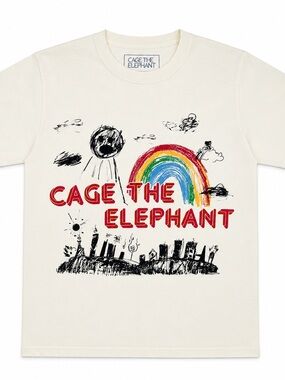 Cage the Elephant Rainbow Graphic Band T-Shirt Cream Adult Small Official Merch